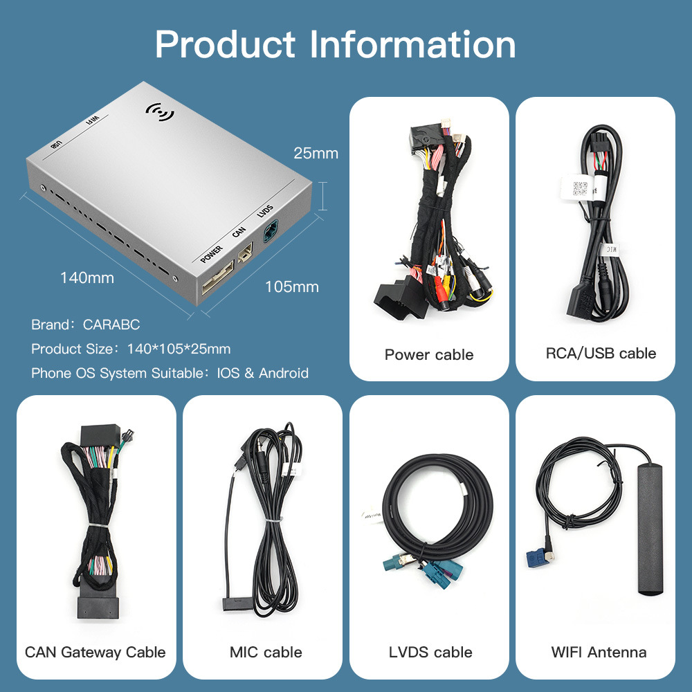 For Audi A1 A3 A4 A5 A6 A8 Q1 Q2 Q3 Q5 Q7 Q8 wireless carplay decoder
