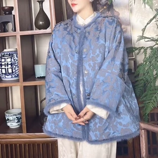 今年流行漂亮高级感新中式国风上衣醋酸提花加厚外套女2026秋冬款