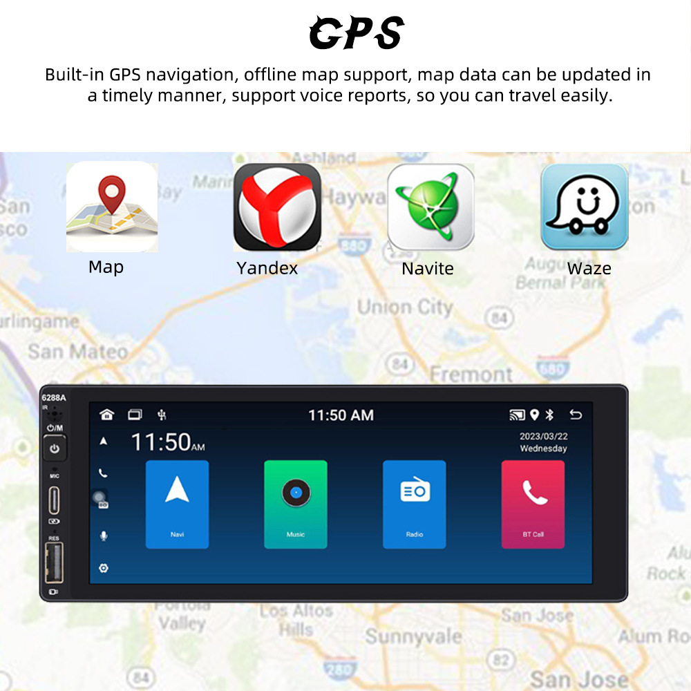 6.9 Inch 2+32 Wireless Carplay Single-Stick Android Machine Ips Capacitive Screen Smart Voice Car Player 12V