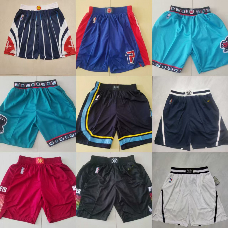 Vintage Basketball Shorts Hornets Nuggets Nets Clippers Jazz Trail Blazers Clippers Sports Shorts