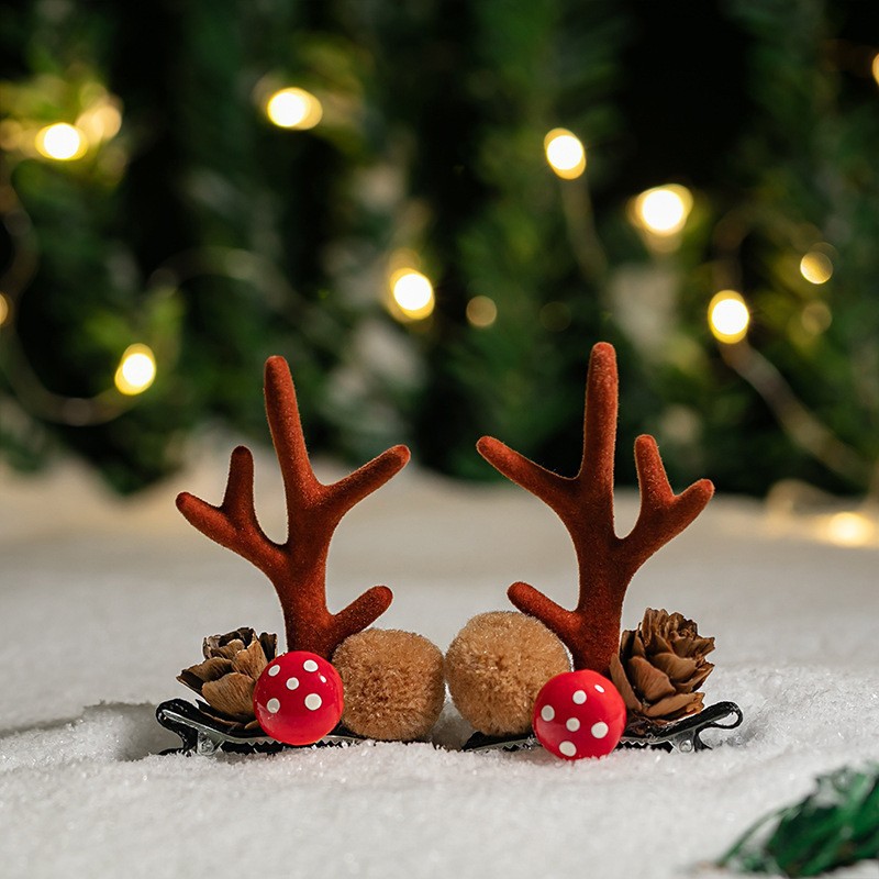 Adorable cabello de Navidad corno de ciervo cinco estrellas cabeza de banda de cabello de Navidad para niños corpos de cabello de decoración accesorios clipes de cabello