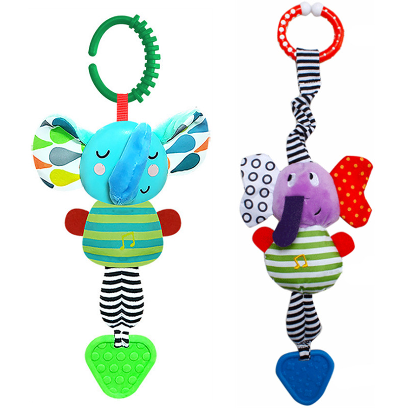 Juguete colgante para cuna de bebé con diseño de elefante, con papel crujiente y mordedor, para bebés de 0 a 1 año, juguete colgante de educación temprana.
