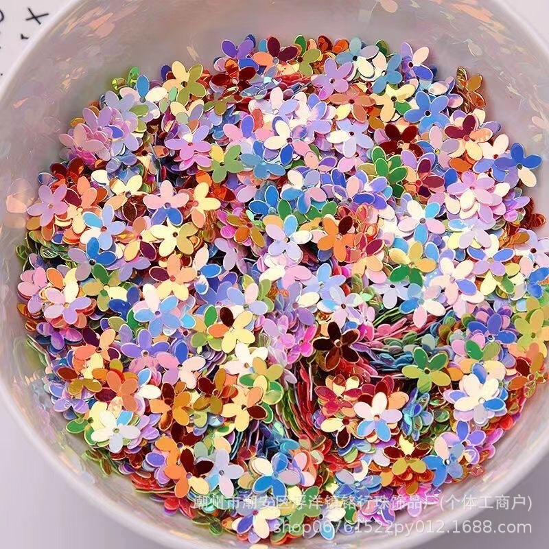 10mm Five-Petal Plum Blossom Sequins Hand-Sewn with Holes Colorfulful Beads DIY Handmade Stage Costumes Wedding Dress Wedding Accessories