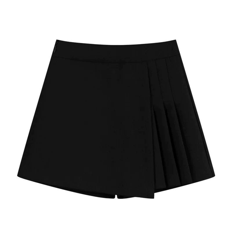 Плюс сайз утягивающий костюм с высокой талией, полуплиссированные брюки-юбка с широкими штанинами, элегантный летний комплект для женщин, черный и серый, новинка 2025 года