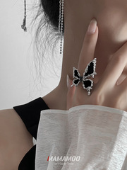 蝴蝶戒指女新款夏開口可調節時尚個性誇張小眾設計高級感指環