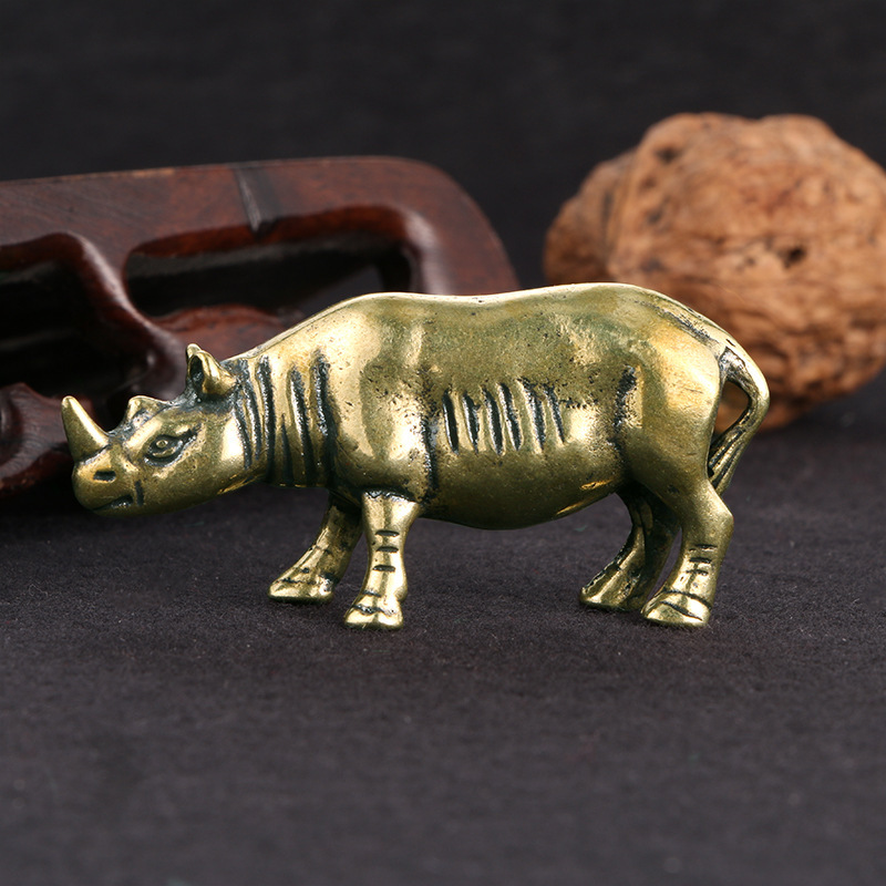 Cross-border solid brass rhinoceros copper ornaments study office desktop decoration antique miscellaneous collection crafts wholesale Cross-border solid brass rhinoceros copper ornaments study office desktop decoration antique miscellaneous collection crafts wholesale