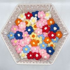 现货彩色泡芙花配件 毛线编织花朵diy儿童服装帽子发夹花束配饰