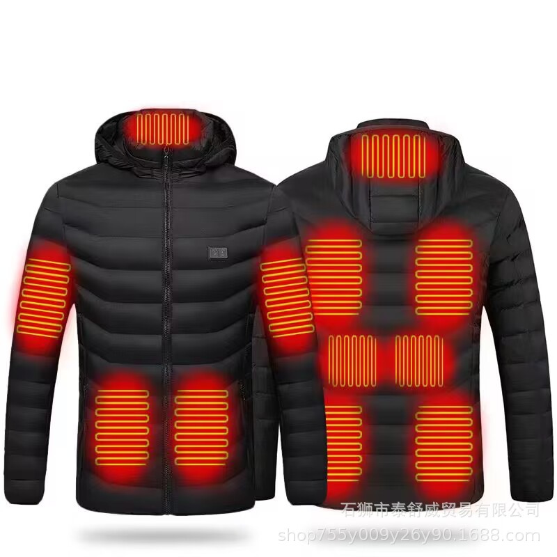 Abrigo de algodón de calefacción inteligente de control dual de invierno al por mayor de fábrica para hombres y mujeres, ropa de calefacción eléctrica, chaqueta térmica de calefacción eléctrica USB