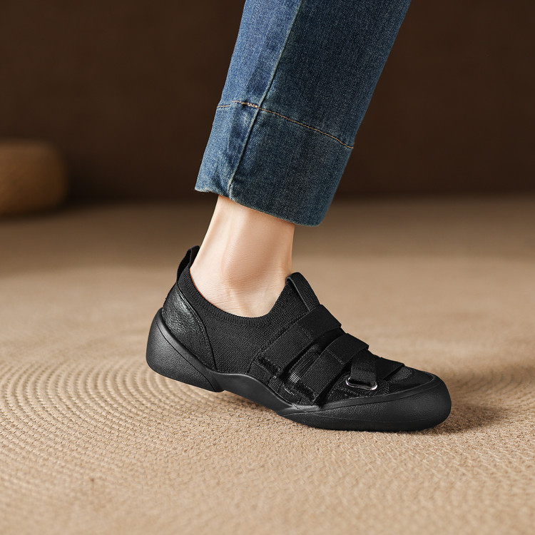 Giày sneaker nữ chunky đế dày da dê phối màu cao cấp — màu đen, màu trắng ngà chi tiết 76