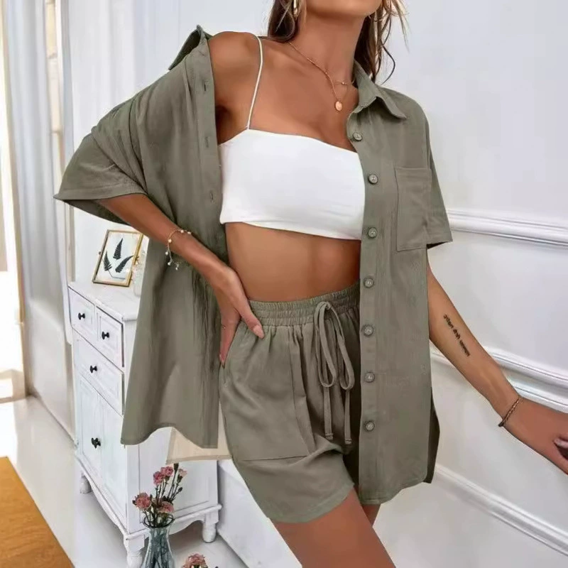Модные шорты, цветной комплект, рубашка для отдыха, европейский стиль, AliExpress, оверсайз, с коротким рукавом