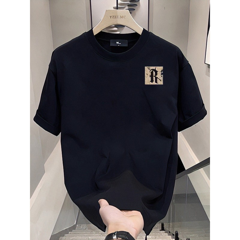 Trendy High-End Short-Sleeve Men's T-Shirt Summer 2025 New Style Ins Loose Thin Round Neck Pure Cotton Cool Top Tee