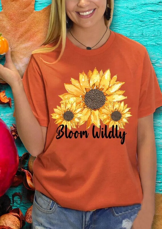 In Stock Amazon Walmart Foreign Trade New Style Blooming Sunflower Letter Pattern Fashionable Loose-Fit Short-Sleeve T-Shirt In Stock Amazon Walmart Foreign Trade New Style Blooming Sunflower Letter Pattern Fashionable Loose-Fit Short-Sleeve T-Shirt