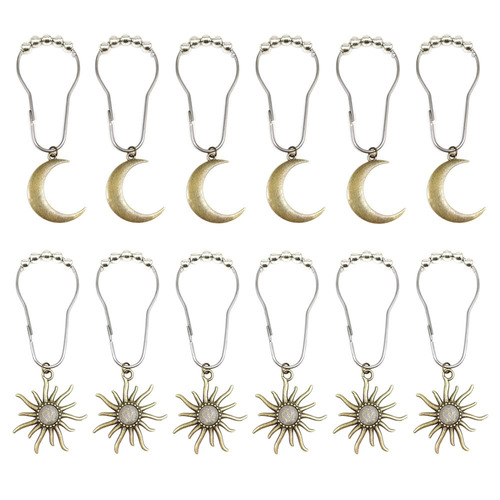 1 European and American cross-border retro moon and sun shower curtain hooks, alloy moon decorative hanging accessories, wholesale