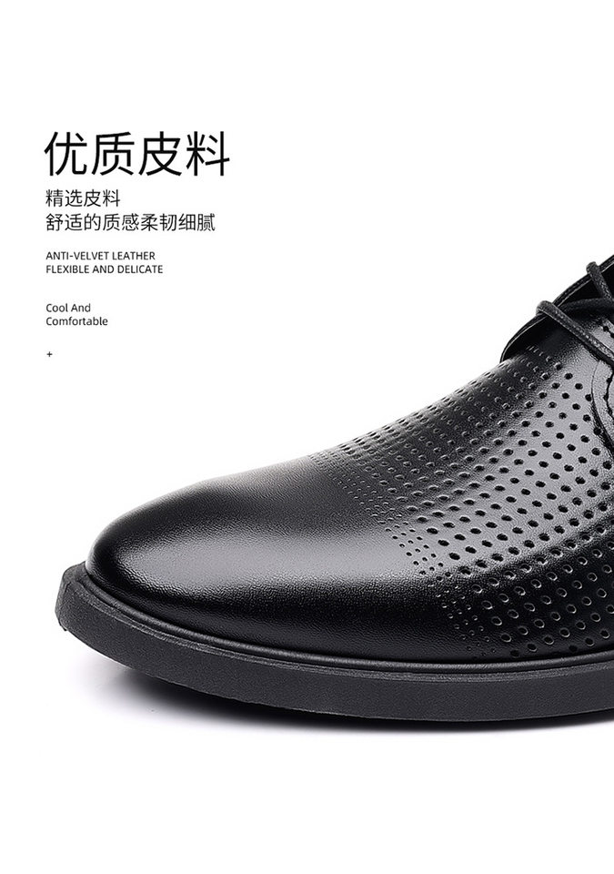 Dép sandal da nam mũi nhọn thắt dây thoáng khí chống trượt — P66 màu đen chi tiết 8