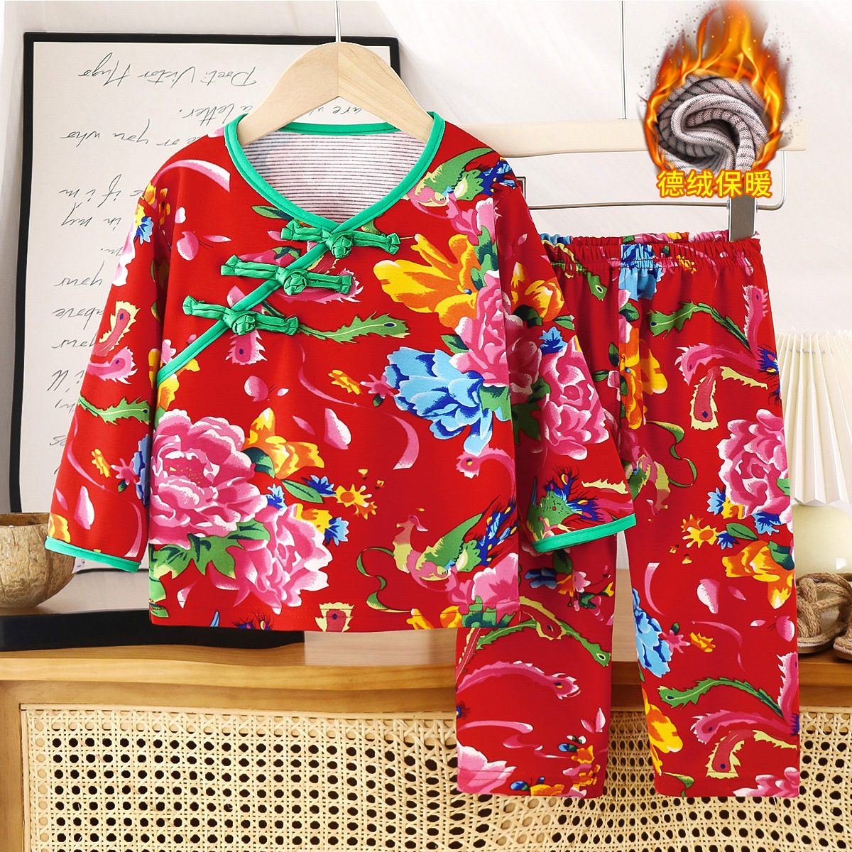 Warm set - bound neck red peony