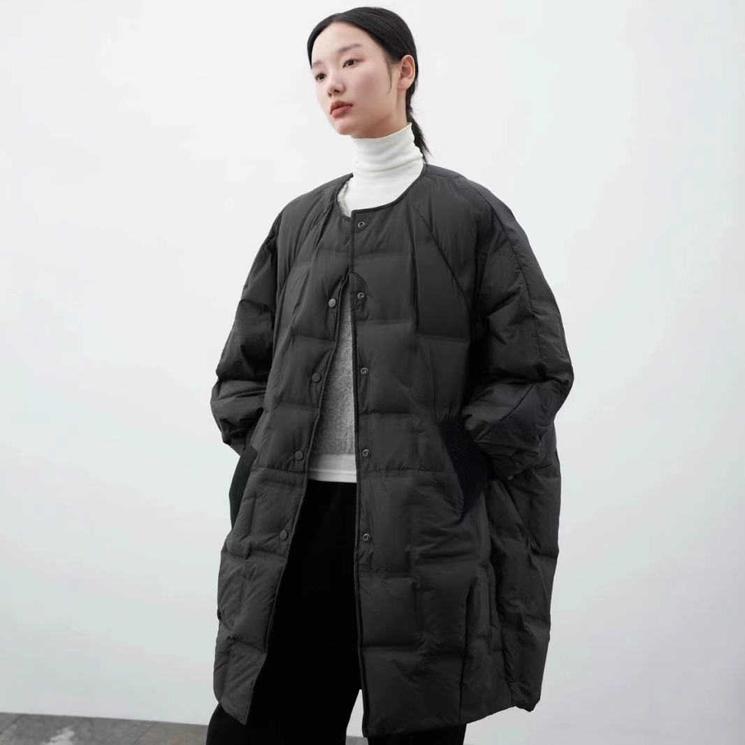 Cross-border European 2024 Loose Casual plus size Down Jacket Women's Mid-length Fashion Simple Large Edition Warm Jacket