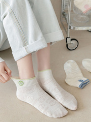 Wholesale White Socks for Women, Spring/Summer, Low-Cut Ankle Socks—Instagram Trendy, Low-Top, Made of Polyester and Cotton, Sweet & Cute, Japanese-Style Short Design