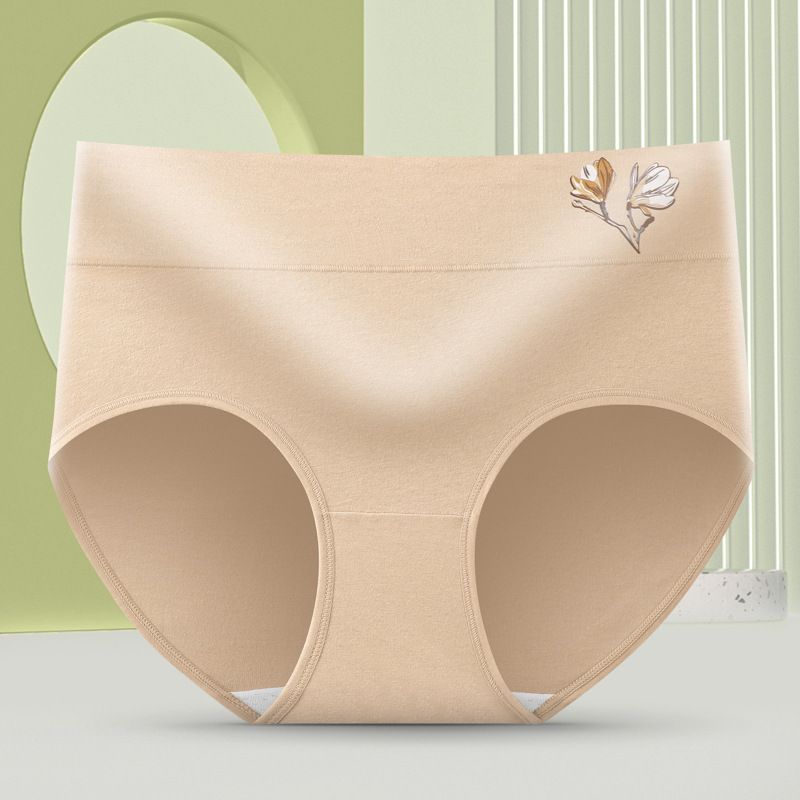Ropa interior antibacteriana respirable de la envoltura de la cintura media-alta del algodón de la cintura impresa exquisita caliente-presionado elástico ropa interior cómoda para las mujeres
