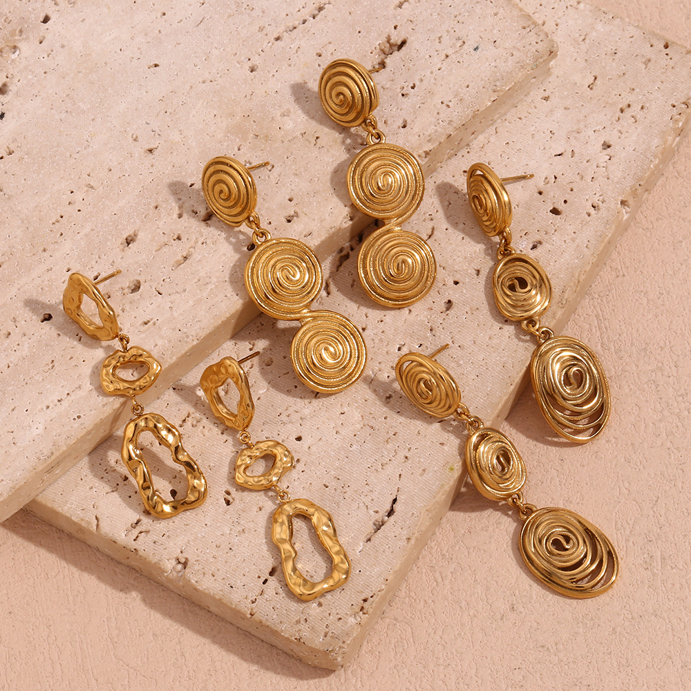 Personalizes Thread Ring Pendant Earring 18K Gold Stainless Steel Earrings