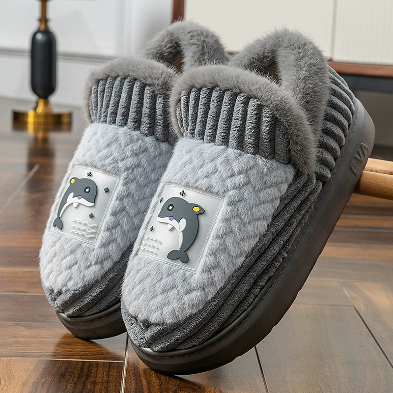 Мужские хлопчатобумажные тапочки зимний большой размер зимой теплая комнатная домашняя шерстяная тапочки нескользящая минималистская пара хлопчатобумажная обувь леди