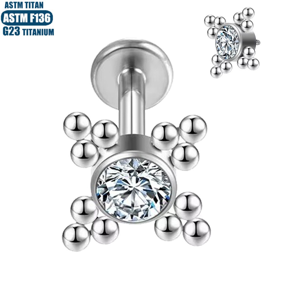 Labret stud lip piercing jewelry styling detail