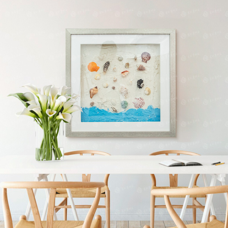Beach Shell Texture Painting DIY Handmade Clay Quartz Sand Acrylic Family Team Building Entrance Decoration Hanging Picture Frame