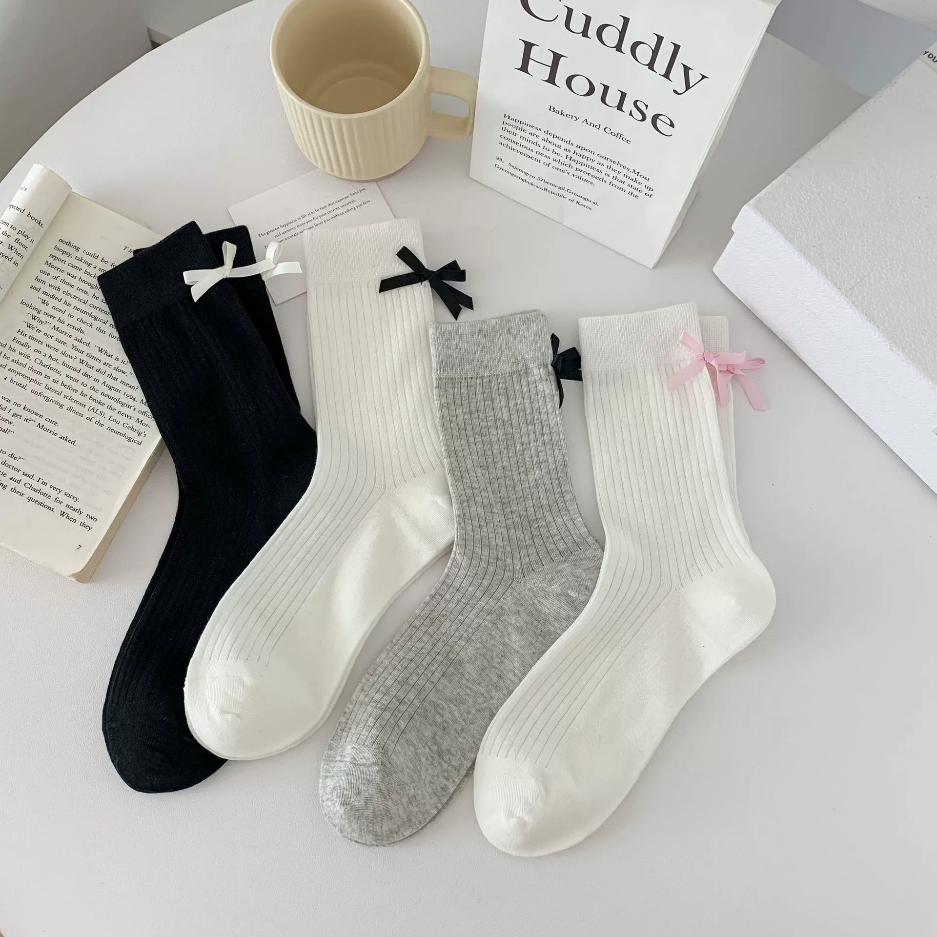 Миу бант носки женские хлопчатобумажные японские лолита jk с маленькими кожаными туфлями, сложенные носки весной и летом