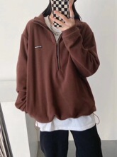 加厚摇粒绒立领卫衣女设计感小众2021年秋冬新款宽松外套上衣ins