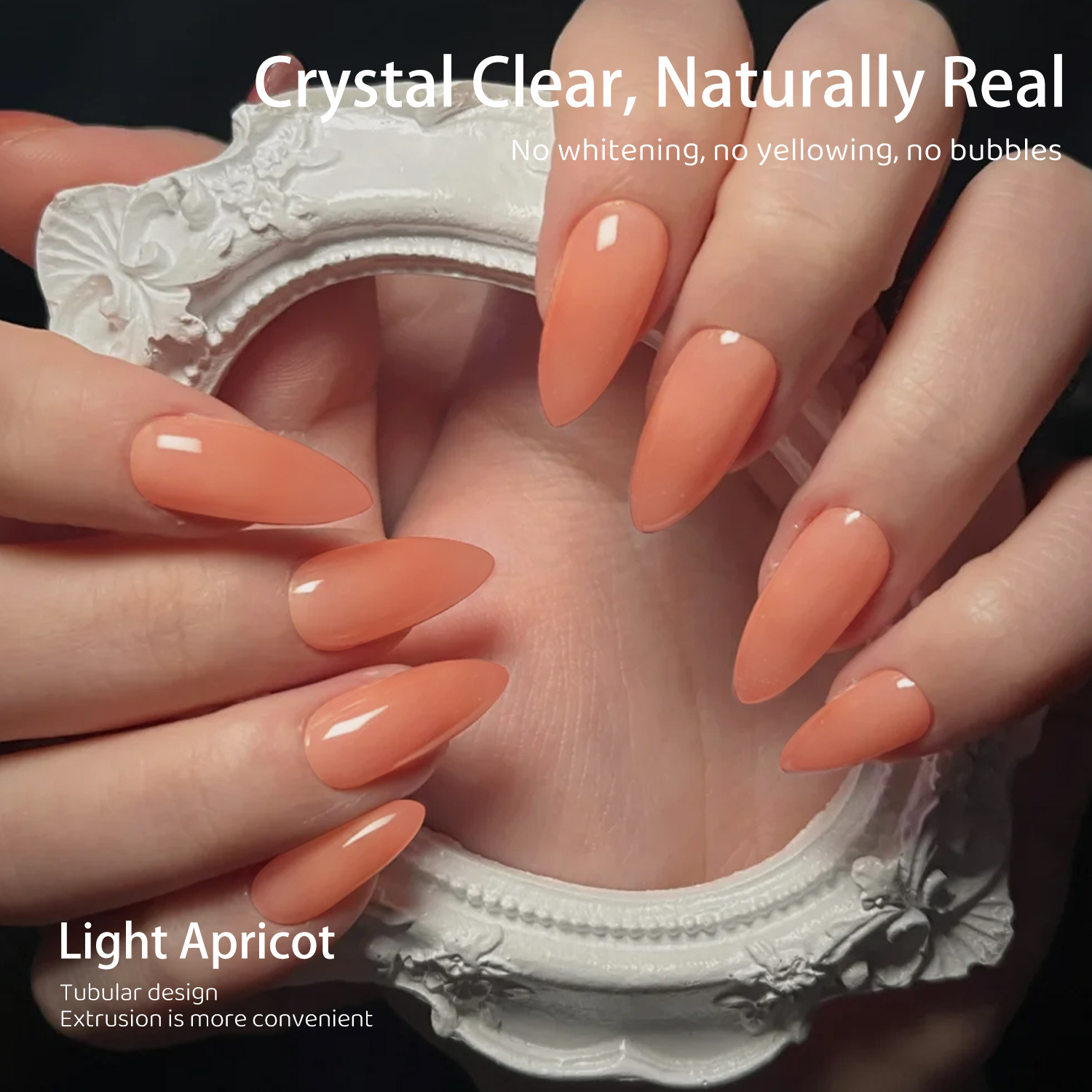 2025 nueva construcción de plástico de cristal de color albaricoque claro extensión de pegamento de nail duradero pegamento de manicura