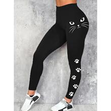 J 29526 Cat Print Yoga Pants èץӡ���٤�� ŷ���羳����ѷ��