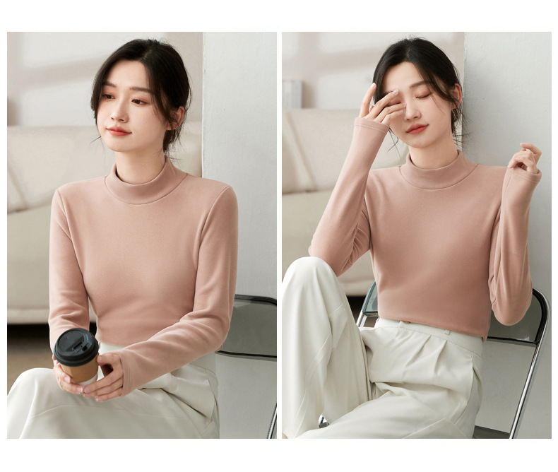 Abbigliamento da donna, maglione a collo alto in velluto tedesco, autunno e inverno, nuovo, intimo spesso, di alta qualità, nero, collo medio, caldo_voghion.com
