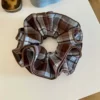 41# sea salt blue plaid four-layer hair tie-16cm