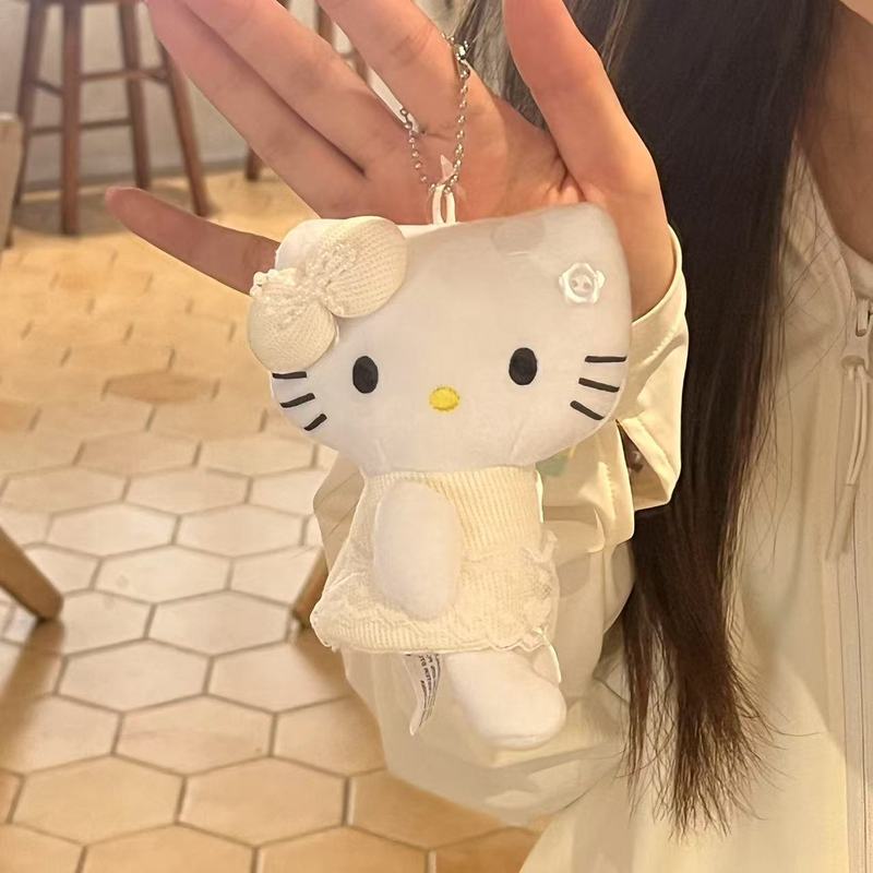 北海道小樽限定复古格子裙侧坐kitty挂件玩偶公仔包挂|undefined