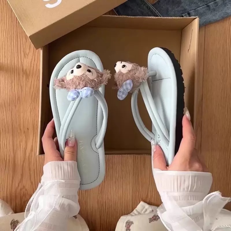 Transfronterizos lindos dulces de dibujos animados nuevas zapatillas de clip de pies de alto valor de cara zapatillas de ocio al aire libre zapatillas frías
