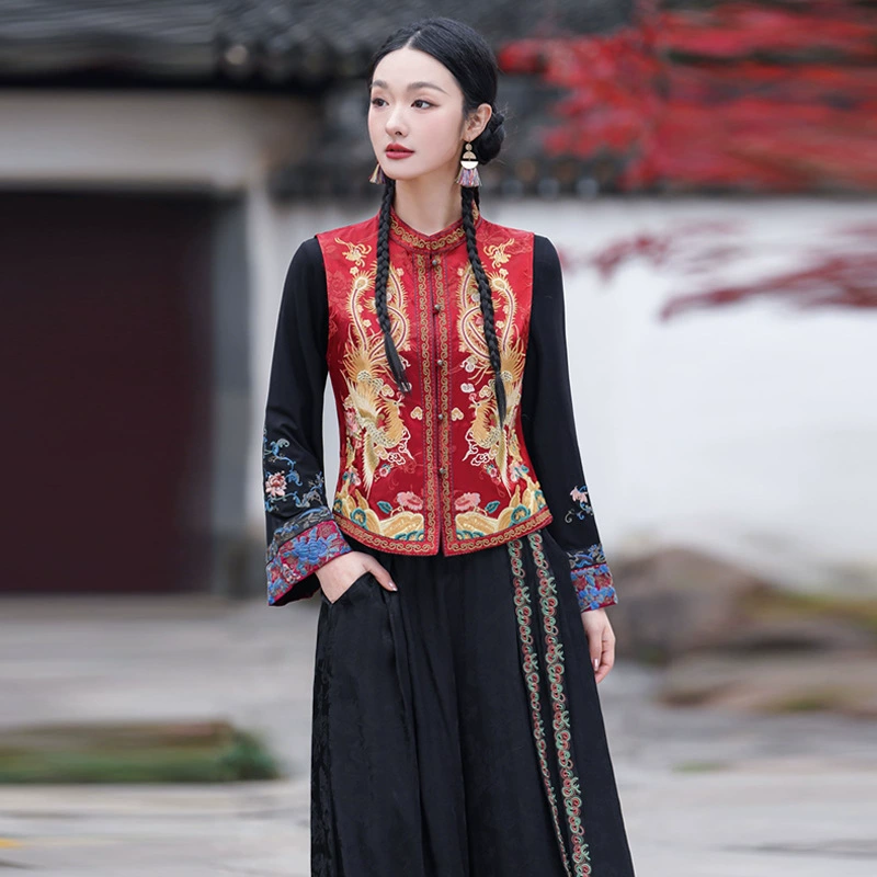2025 весенний стиль новый национальный стиль женский китайский стиль ретро вышитый жилет национальный прилив темперамент кардиган