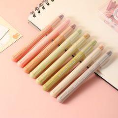 Large Capacity Solid Gel Pen Pastel Morandi Fluorescent Pen Round Tip Journaling Pen Student Marker Highlighter
