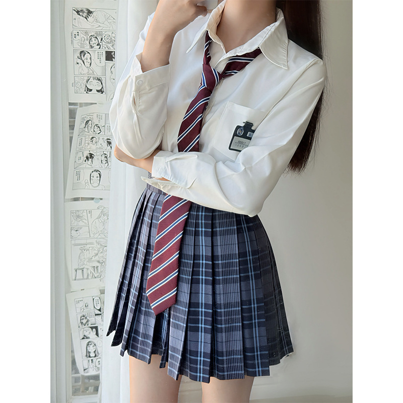 正版学院风日系白色jk衬衫甜美宽松长短袖衬衣tr面料女夏百搭校供|undefined