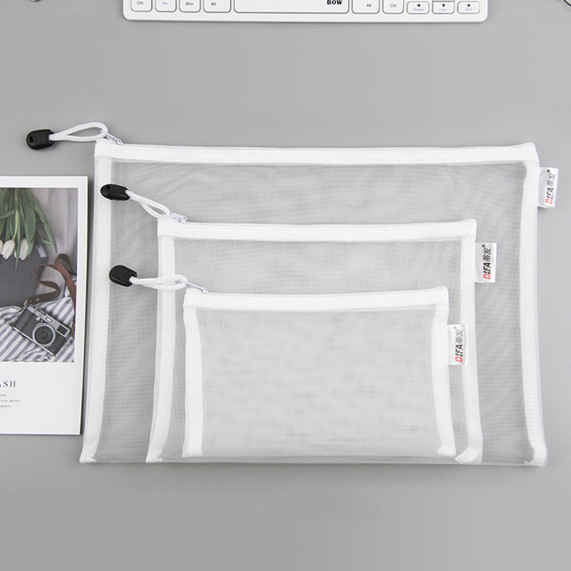 A4 bolsa de archivo engrosada bolsa de cremallera bolsa de malla de nylon bolsa de malla translúcida prueba de material de papel bolsa de almacenamiento A6 pequeña caja de lápices