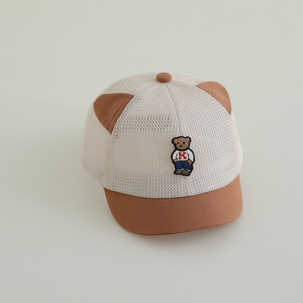 Sombrero para el sol para bebés, gorra de béisbol de malla, protector solar transpirable de verano, gorra de oreja de oso lindo, gorra de malla para niños
