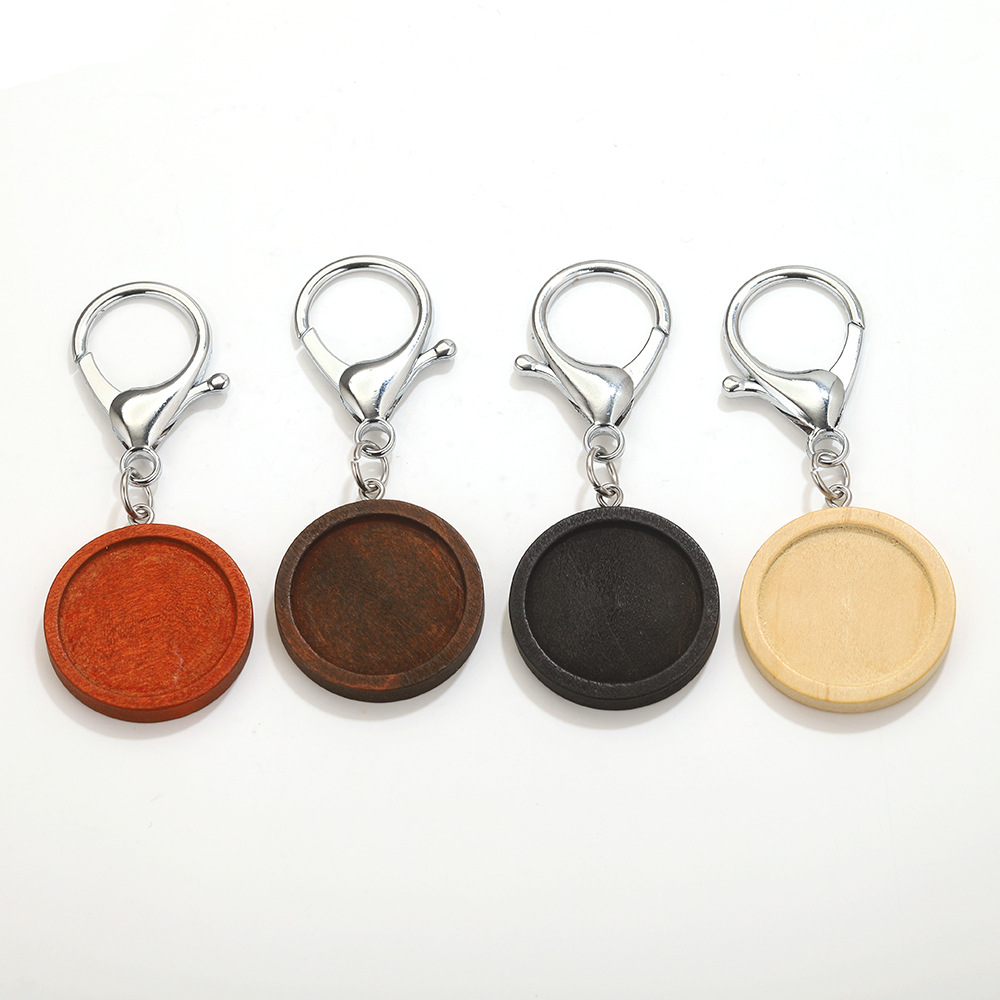 Tempos de joyas de madera redondas llavero de madera colgante accesorios DIY bandeja en blanco