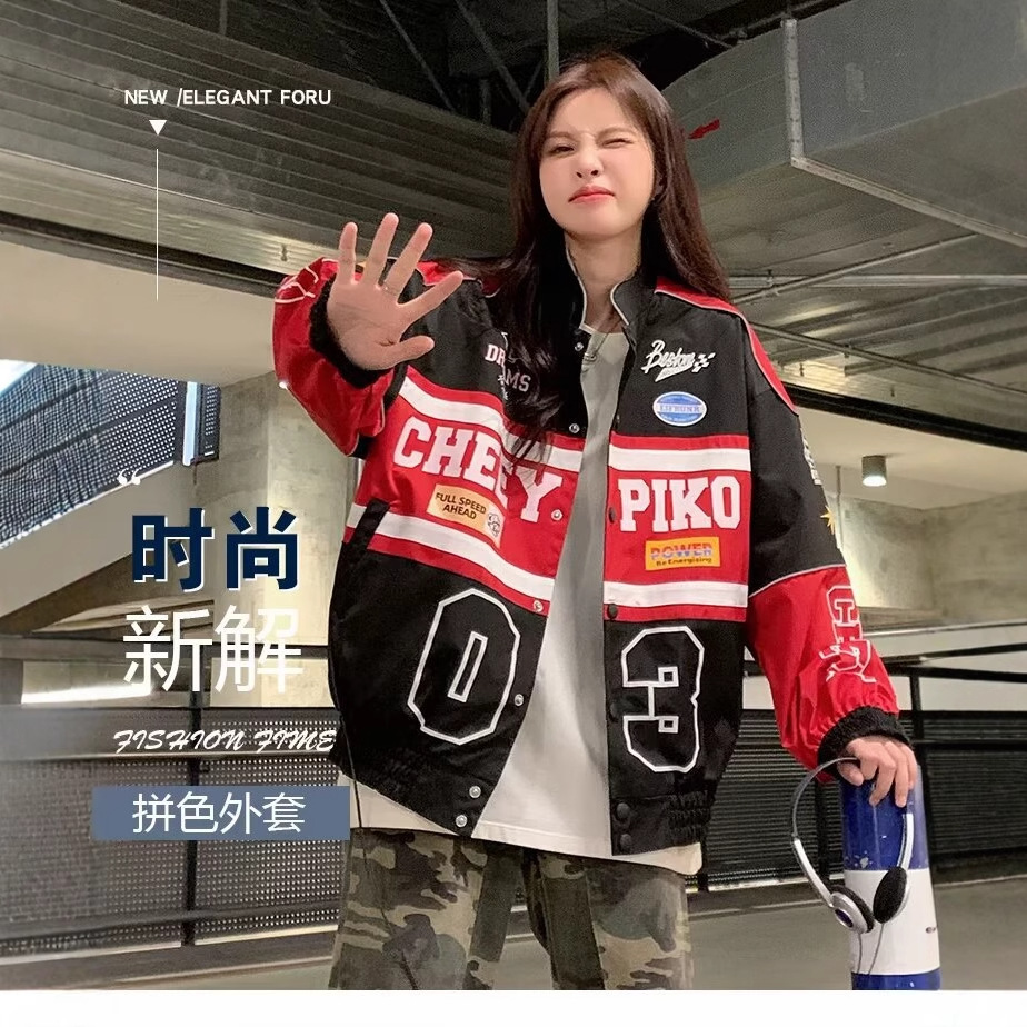 Foreign Trade Wholesale American Motorcycle Baseball Suit Men's and Women's Spring and Autumn Street Loose Racing Suit Jacket Couple Cross-border Jacket