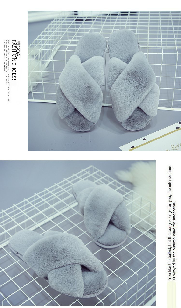 Pantofole Cross Mao Mao da donna invernali commercio estero taglia 43 casa peluche punta aperta caldo cotone da cucire all'ingrosso_voghion.com