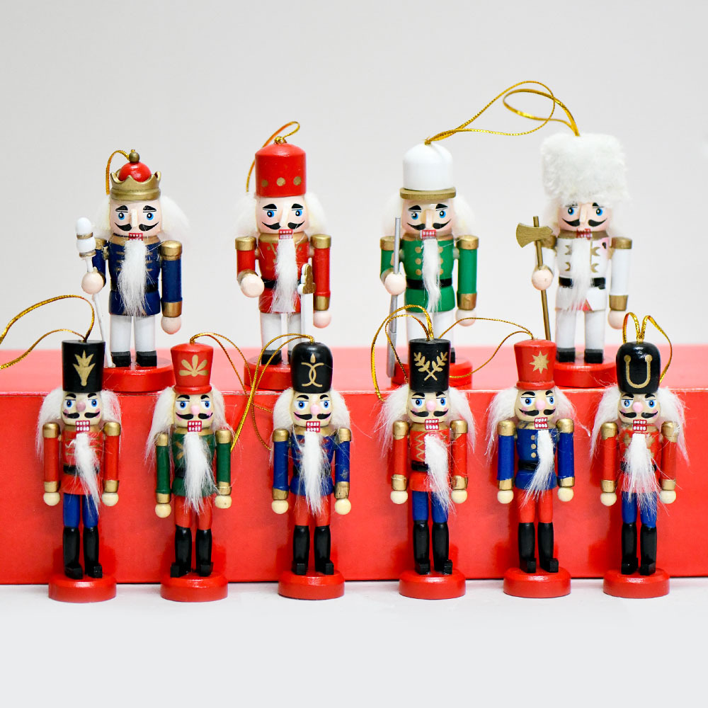 10cm rascanueces ruso personajes tallados transfronterizos colgantes de árbol de Navidad atmósfera decoración títeres europeos