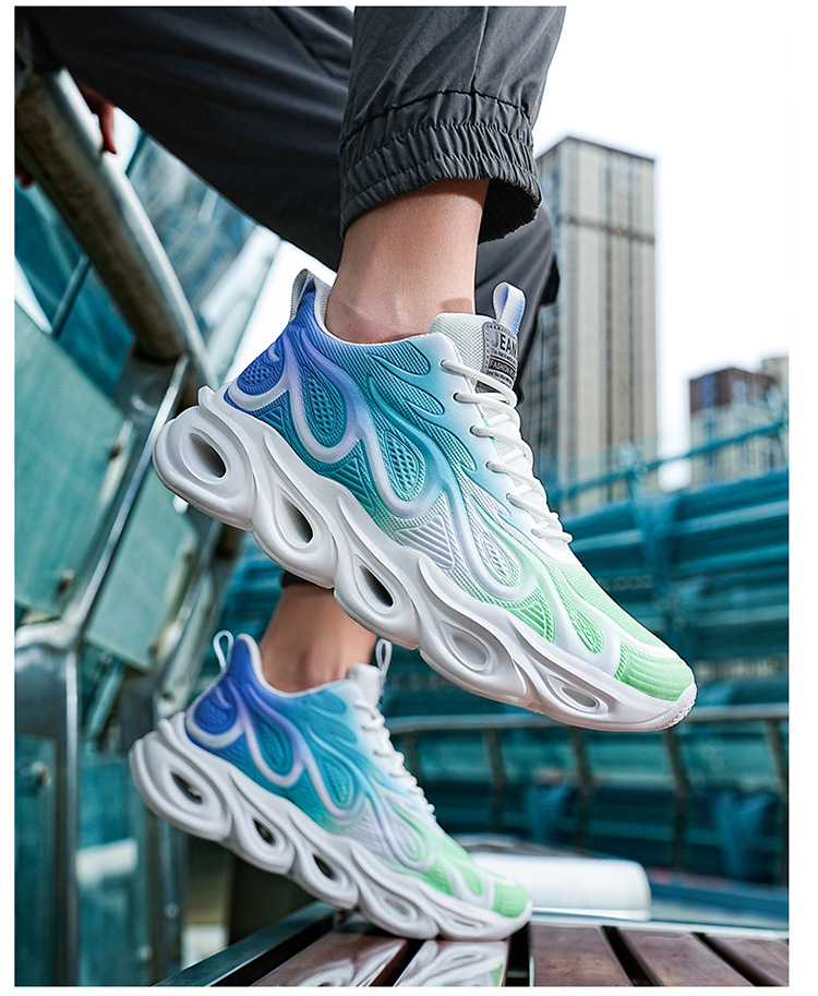 Herren Herbstsport 2024 neue atmungsaktive ultraleichte Dämpfung Laufschuhe aus weißem Casual Mesh mit dicker Sohle_voghion.com