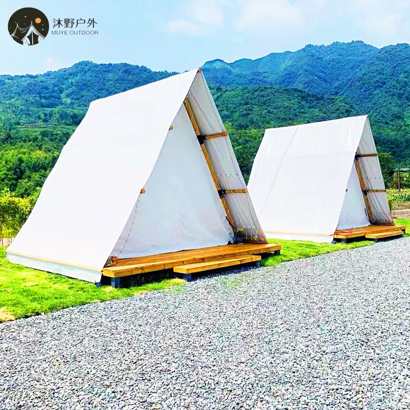 Tienda de campaña triangular de madera para camping Muye B&B, hotel, resort, zona panorámica, tienda de campaña de doble capa impermeable.