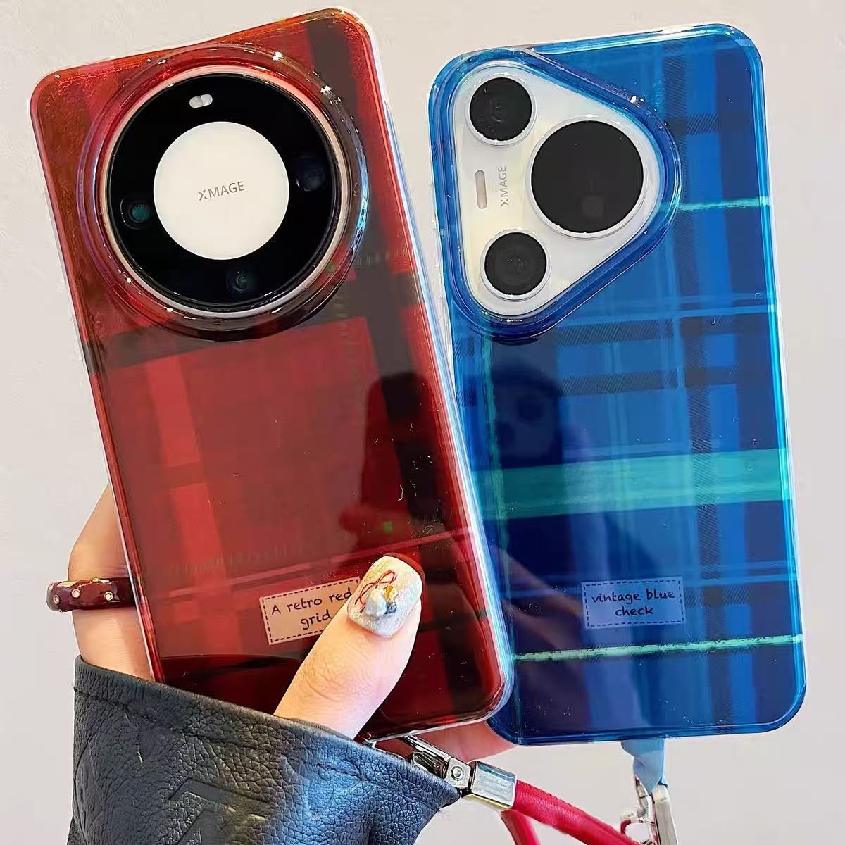 Modelo de año nuevo a cuadros rojos para la caja del teléfono móvil Huawei Mate70Pro 60 modelos de pareja 70 nicho 16ProMax