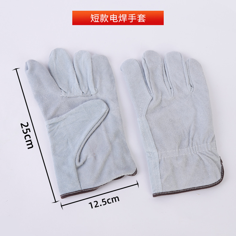 Guantes de soldadura eléctrica Guantes de soldador de soldadura de piel de vaca de dos capas forrados con guantes de franela, aislamiento térmico, resistentes al desgaste y resistentes a altas temperaturas image 11