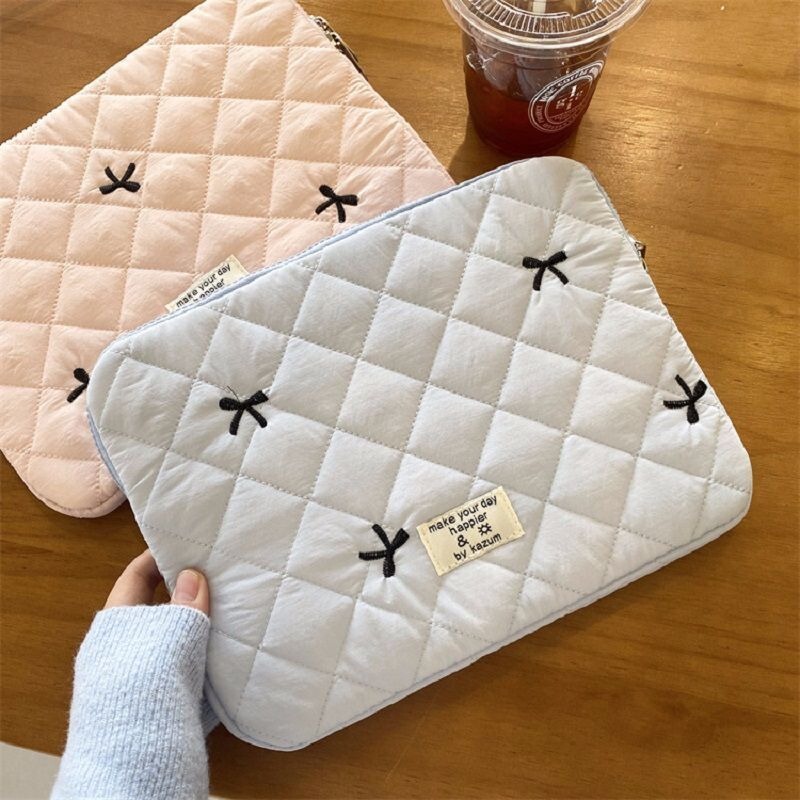 Korean Style New Computer Bag with Cute Bow, iPad Tablet Inner Case, Niche Design Laptop Protective Cover