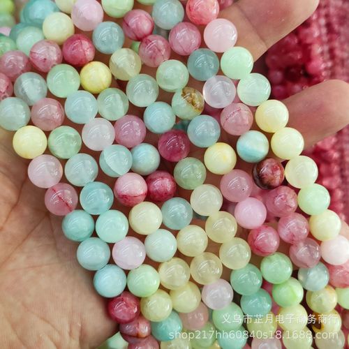 Manufacturer direct sale Optimized Red Persian Jade Round Beads Light Pink Afghan Blue Jade Scatter Beads DIY Jewelry Accessories Wholesale