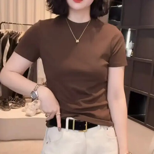 [Live hit] 2025 new Korean short-sleeved T-shirt base shirt is fashionable and all-matching fabric is soft and comfortable